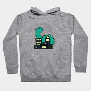 cute giant green monster brachiosaurus in the city Hoodie